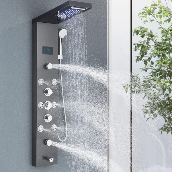 Colonne de douche noire SPA LED