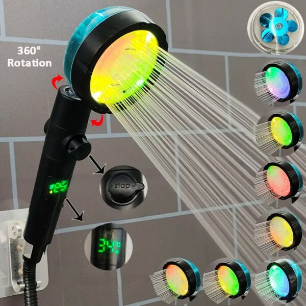 Pommeau de douche affichage LED 7 couleurs