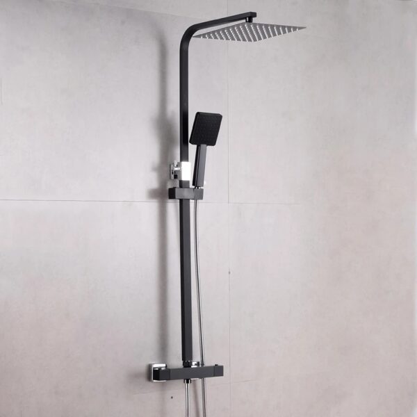 Ensemble de douche noir pommeau carré