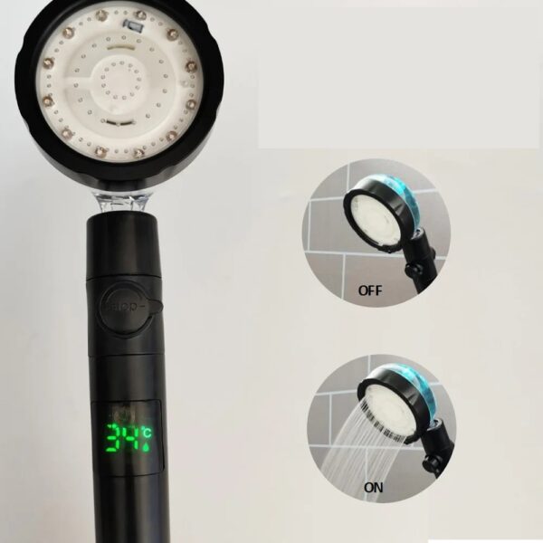 Pommeau de douche affichage LED 7 couleurs