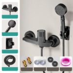 Mitigeur baignoire noir en laiton kit complet