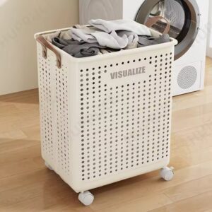 Panier à linge sur roulette en plastique